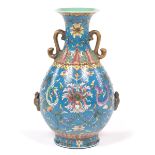 Chinese Porcelain Famille Rose Yuhuchun Ping Vase, Qianlong Seal Mark