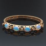 Ladies' Vintage Gold, Opal and Diamond Bangle