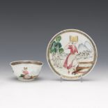 Export Porcelain Erotic Cup and Saucer, 18th Century