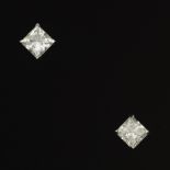 Pair of Radiant Cut Diamond Studs