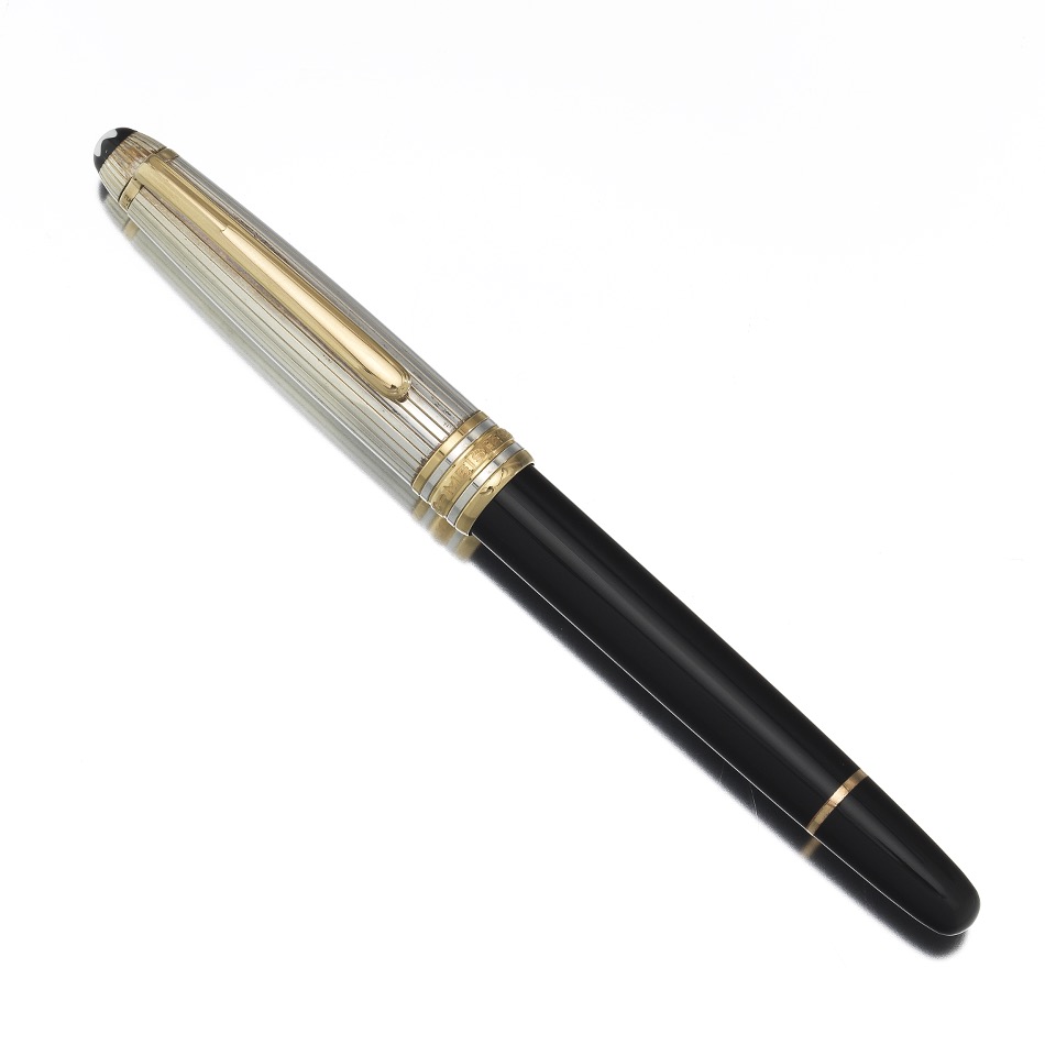 Montblanc Meisterstuck Sterling Silver Vermeil Cap Ball Pen, Original Box and Papers - Image 2 of 6