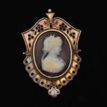 Victorian Gold and Carved Agate Pin/Brooch