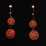 Pair of Coral Bead Earrings