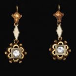Ladies' Victorian Gold and Clear Stone Pair of Earrings
