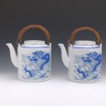 Pair of Chinese Blue and White Porcelain Pots