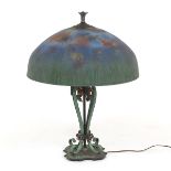 Janette Reverse Painted Glass Lamp with Cold Painted Wrought Iron Base