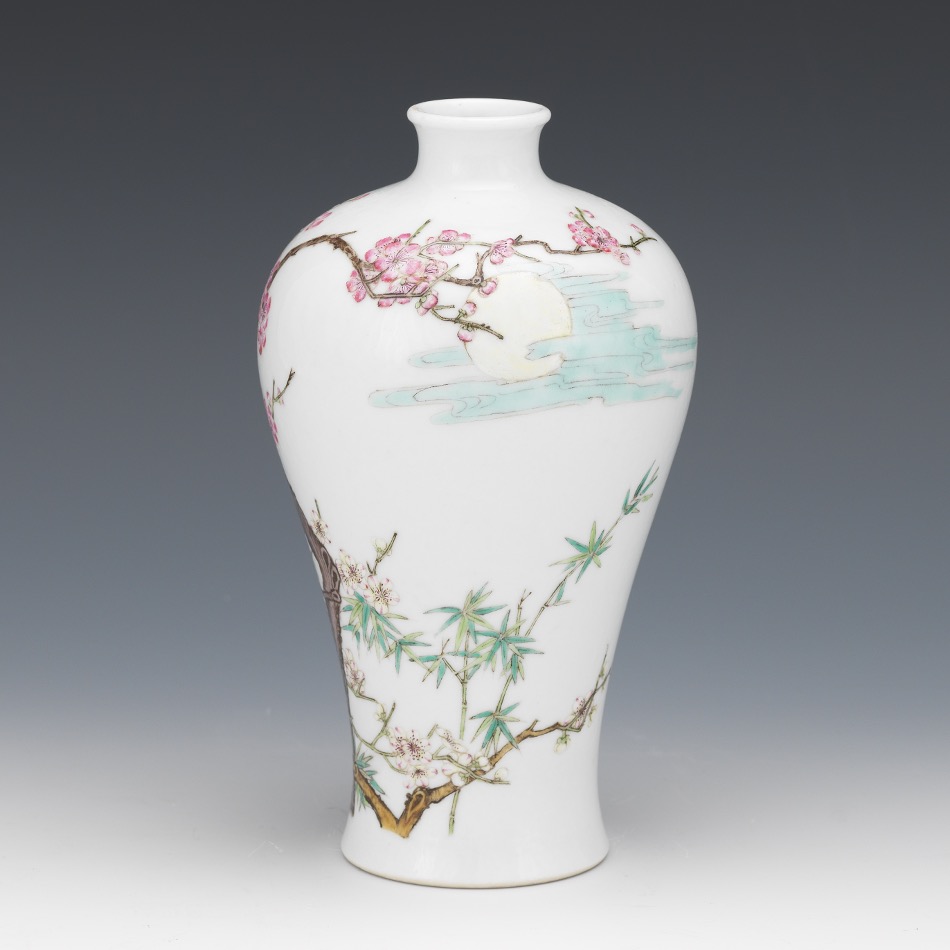 Chinese Porcelain Meiping Enameled Vase, Apocryphal Qianlong Marks - Image 2 of 7