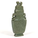 Large Green Nephrite Jade Vase with Cover