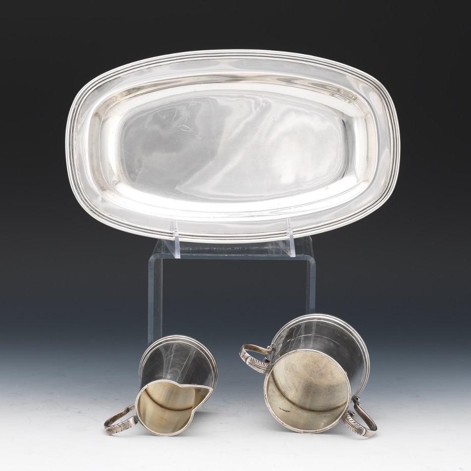 Wallace Sterling Tray and Revere Sterling Creamer and Sugar Bowl - Image 6 of 7