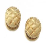 Ladies' Italain Gold Oval Honeycomb Pair of Ear Clips