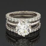 Tiffany & Co. 2.61 ct Diamond Engagement Ring and Two Matching Tiffany & Co. Diamond Eternity Bands