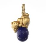 "Jean Paul Gaultier" Pendant of a of Bear on Lapis Ball