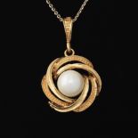 Ladies' Italian Gold and Pearl Pendant on Chain