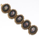 Victorian Gold, Black Onyx and Micro-Mosaic Bracelet