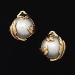 Ladies' Gold and Mabe Pearl Pair of Ear Clips