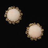 Ladies' Gold and Angel Skin Coral Pair of Ear Clips