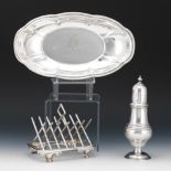 Three Sterling Table Articles, Including an English Toast Rack