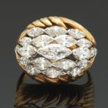 David Webb Platinum, Gold and Diamond Dome Ring