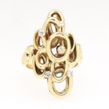 Ladies' Vintage Gold and Diamond Abstract Cluster Ring