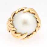 Ladies' Gold and Large Mabe Pearl Fashion Ring