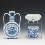 Three Blue and White Porcelain Pieces