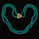 Ladies' Gold, Ruby and Turquoise Two-Strand Necklace