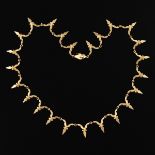 Ladies' Italian Gold Starburst Fringe Choker Necklace