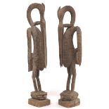 Near Pair of Carved Wood Cranes