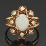 Ladies' Gold, Opal and Diamond Ring