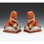 Pair of Polychromed and Gilt Lions