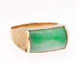Vintage Gold and Green Jade Saddle Ring
