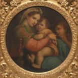 After Raphael's Madonna Della Sedia in Monumental Gilt Carved Frame