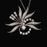 Ladies' Gold and Diamond Pin/Brooch/Pendant on Platinum Chain