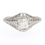 Platinum Art Deco Solitaire Diamond Ring