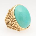 Oversized Gold and Turquoise Ring