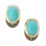 Ladies' Gold and Turquoise Pair of Earrings