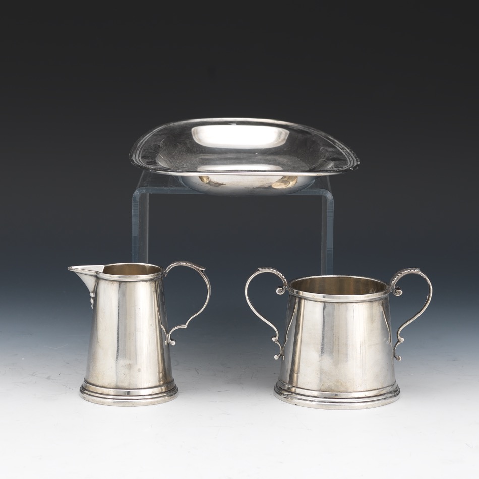 Wallace Sterling Tray and Revere Sterling Creamer and Sugar Bowl - Image 3 of 7