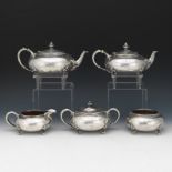 Sterling Silver Five-Piece Tea/Coffee Service, Marked "B.S.C"