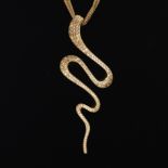Ladies' Italian Gold and Diamond Serpentine Slider on Triple Strand Necklace