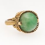 Ladies' Vintage Egyptian Revival Gold and Green Jade Ring