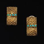 Pair of Gold and Turquoise Bead Earrings