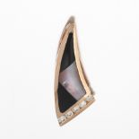 Ladies' Solid Rose Gold, Mother-of-Pearl, Black Onyx and Diamond Slider