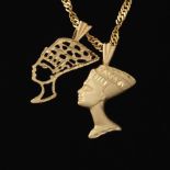 High Carat Gold Fancy Chain with Two Gold Nefertiti Charms