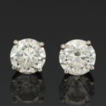 A Pair of Diamond Stud Earrings 2.24ct 2.35ct