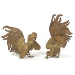 Two French d'Ore Bronze Fighting Cockerels