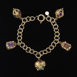 Ladies' Gold and Gemstone Charm Bracelet