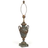 French Louis XIV Style Carved Marble and d'Ore Bronze Lamp Base, ca. 19th Century