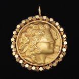 Ladies' Italian Gold "Blind Justice" Medallion Pin Brooch