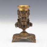 Antique Bronze and Brass Dionysus Candlestick