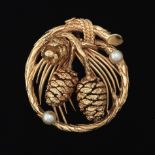 Ladies' Gold and Seed Pearl Pinecone Pin/Brooch